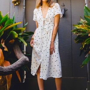 Everly white and black midi polka dot dress, sm